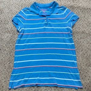 American Eagle womens blue striped polo, size medium